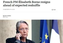 法国总理博尔内辞职 总统马克龙发声明对其表示感谢 图片来源:英国广播公司(BBC)报道截图